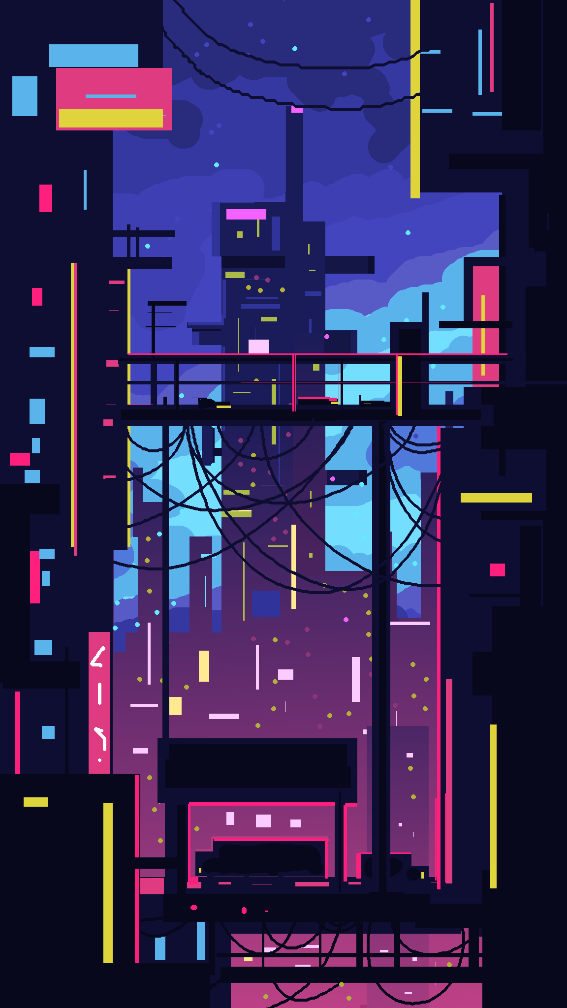 Paysage Cyberpunk Pixel Art