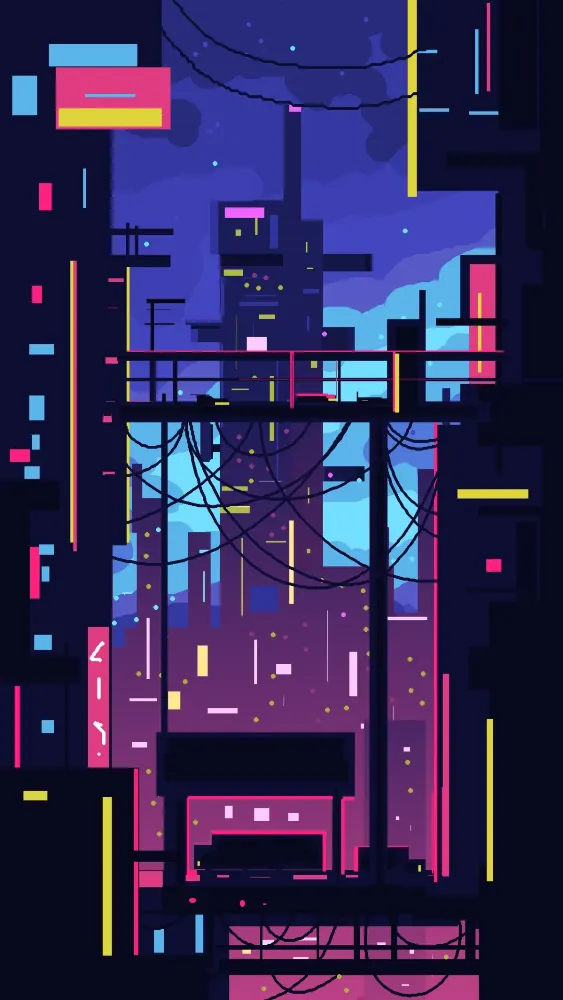 Paysage Cyberpunk Pixel Art